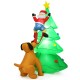 Inflatable Christmas tree with Santa and dog, featuring LED lights, perfect for outdoor holiday decor.