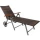 Rattan chaise lounge chair with adjustable backrest and aluminum frame, perfect for outdoor relaxation by the pool.