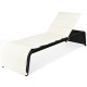 Side view of the patio rattan lounge chair with white cushion, highlighting its sleek design and five adjustable.