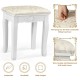 Cushioned stool with soft sponge and white MDF legs, designed for comfort in a makeup vanity dressing table set.