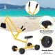 Heavy duty kid ride-on sand digger excavator with 360° rotatable seat and durable wheels for beach play.