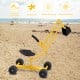 Heavy duty kid ride-on sand digger excavator with sturdy steel frame and 360-degree rotatable seat for beach fun.
