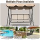 Three-person steel frame patio swing with adjustable canopy, perfect for outdoor relaxation by the poolside or balcony.