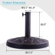 Heavy-duty 30lbs patio umbrella base with decorative pattern, bronze finish, and dimensions of 17.5 inches wide.