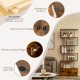 S-shaped 6-tier freestanding bookshelf in coffee color with a closed cabinet, waterproof surface, and non-slip foot.