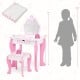 Toddler vanity set in white with pink accents, featuring a detachable mirror and practical drawer for cosmetics.