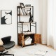 4-tier industrial kitchen baker's rack in brown with storage cabinet and S-shaped hooks for versatile home organization.