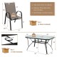 7-piece patio dining set featuring a rectangular glass table and 6 stackable chairs for outdoor gatherings.