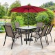 7-piece patio dining set featuring a rectangular table and 6 stackable chairs, perfect for outdoor gatherings.