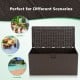 Large 105-gallon lockable storage container made of HDPE, ideal for garden, deck, or poolside use.