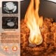 Stainless steel burner of a 48-inch propane fire bowl column with lava rocks, providing 30,000 BTU heat output for.