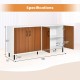 4-door kitchen buffet sideboard in white with spacious storage compartments and sturdy 5-leg structure for dining room.