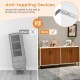 4-door kitchen buffet sideboard in white with anti-toppling devices, perfect for dining room and kitchen storage.
