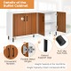 4-door kitchen buffet sideboard in white with wood grain finish, featuring spacious storage and anti-slip foot pads.