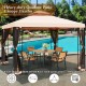 10 x 10 feet heavy-duty light brown patio gazebo with mosquito netting, perfect for outdoor events and gatherings.