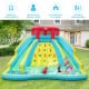 Double side inflatable water slide park with climbing wall, splash pool, and water cannon for outdoor fun.