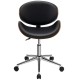 Adjustable black leather office chair with bentwood design, ergonomic curved seat, and 360° swivel for versatile use.