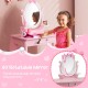 Kid vanity table set in pink with oval rotatable mirror, featuring spacious storage and durable MDF construction for.