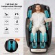 Full body zero gravity massage chair in black with blue accents, featuring 12 auto modes and 3D SL-track for deep.