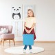 Blue 15-inch square toddler floor cushion with ergonomic handle, ideal for kindergartens and homes.