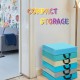 Stacked set of 6 colorful 15-inch toddler floor cushions with handles for compact storage and versatile seating.