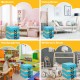 Colorful 15-inch square toddler floor cushions with handles, ideal for kindergartens and children's rooms.