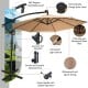 Beige 10 ft solar-powered LED patio offset umbrella with 360° rotation, featuring a durable aluminum pole and.