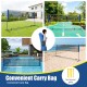 Adjustable 10-foot badminton net stand with portable carry bag, suitable for yard, pool, or beach sports activities.