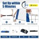 Adjustable 10-foot badminton net stand with storage bag, easy tool-free setup in 5 minutes for various sports.