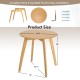 Natural bamboo round end table with a 20-inch tabletop, featuring sleek edges and a sturdy X-frame for stability.