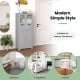 Gray 4-door free-standing bathroom cabinet with glass doors and 2 drawers, ideal for versatile storage in any room.