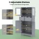Free-standing gray bathroom cabinet with 2 drawers, 2 adjustable shelves, and glass doors for versatile storage.
