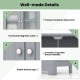 Gray 4-door free-standing bathroom cabinet with glass doors, adjustable shelves, and stable raised legs for versatile.