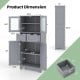 Gray 4-door free-standing bathroom cabinet with 2 drawers, adjustable shelves, and tempered glass doors for versatile.
