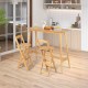 Bamboo folding barstools with footrests and handles, showcasing natural finish, perfect for home or cafe use.