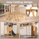 Bamboo folding barstools with footrests and handles, featuring a space-saving design for home or cafe use.