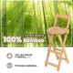 Bamboo folding barstool with footrest, 24 inches tall, natural finish, lightweight, perfect for home or cafe use.