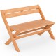 Folding outdoor bench made of high-grade teak wood, showcasing its natural elegance and slatted seat design for outdoor.