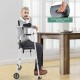 Height adjustable rollator walker with widened seat cushion and armrest pad, perfect for comfortable support at home.