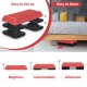Adjustable red aerobic stepper platform with detachable risers for varied workout intensity, perfect for home or gym.