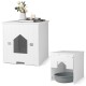 Cat litter box enclosure in white with flip magnetic half door, measuring 19" x 20" x 20", ideal for pet privacy and.