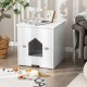 Cat litter box enclosure in white with flip magnetic half door, measuring 19" x 20", perfect for discreet pet care.