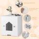 Cat litter box enclosure in white with flip magnetic half door, spacious tabletop for decor, and durable MDF.