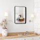 Rectangular wall mount bathroom mirror with solid steel frame, ideal for vanity use or as a decorative piece.