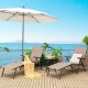 Foldable brown chaise lounge chair with adjustable backrest and footrest, perfect for poolside relaxation.