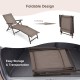 Foldable chaise lounge chair in brown with adjustable backrest and footrest, ideal for easy storage and outdoor.