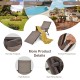 Foldable chaise lounge chair in brown with adjustable backrest and footrest, perfect for poolside relaxation.