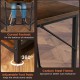 L-shaped computer desk with carbon steel frame, curved footrest, and adjustable foot pads for stability and comfort.