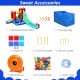 Inflatable water slide bounce house accessories including repair kit, stakes, blower, and carrying bag for easy setup.