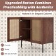 Walnut kitchen sideboard with 2 rattan doors, adjustable shelf, and sturdy metal legs for versatile storage solutions.